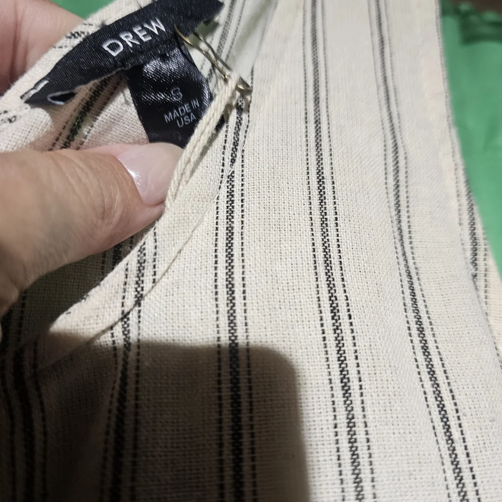 Anthropologie Drew EUC Black Striped Jumpsuit | Elastic Ankles | Linen | Size S - Picture 3 of 4